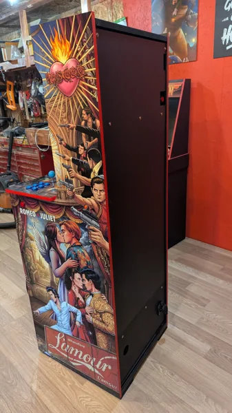 Rear view of the fully enclosed Arcade Memories cabinet