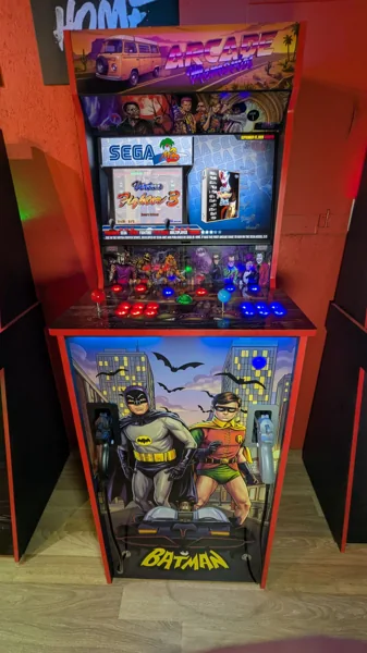 Front view of Arcade Memories showing the Batman and Robin kickplate