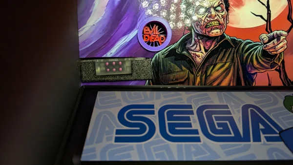 Evil Dead themed speaker grille and artwork detail
