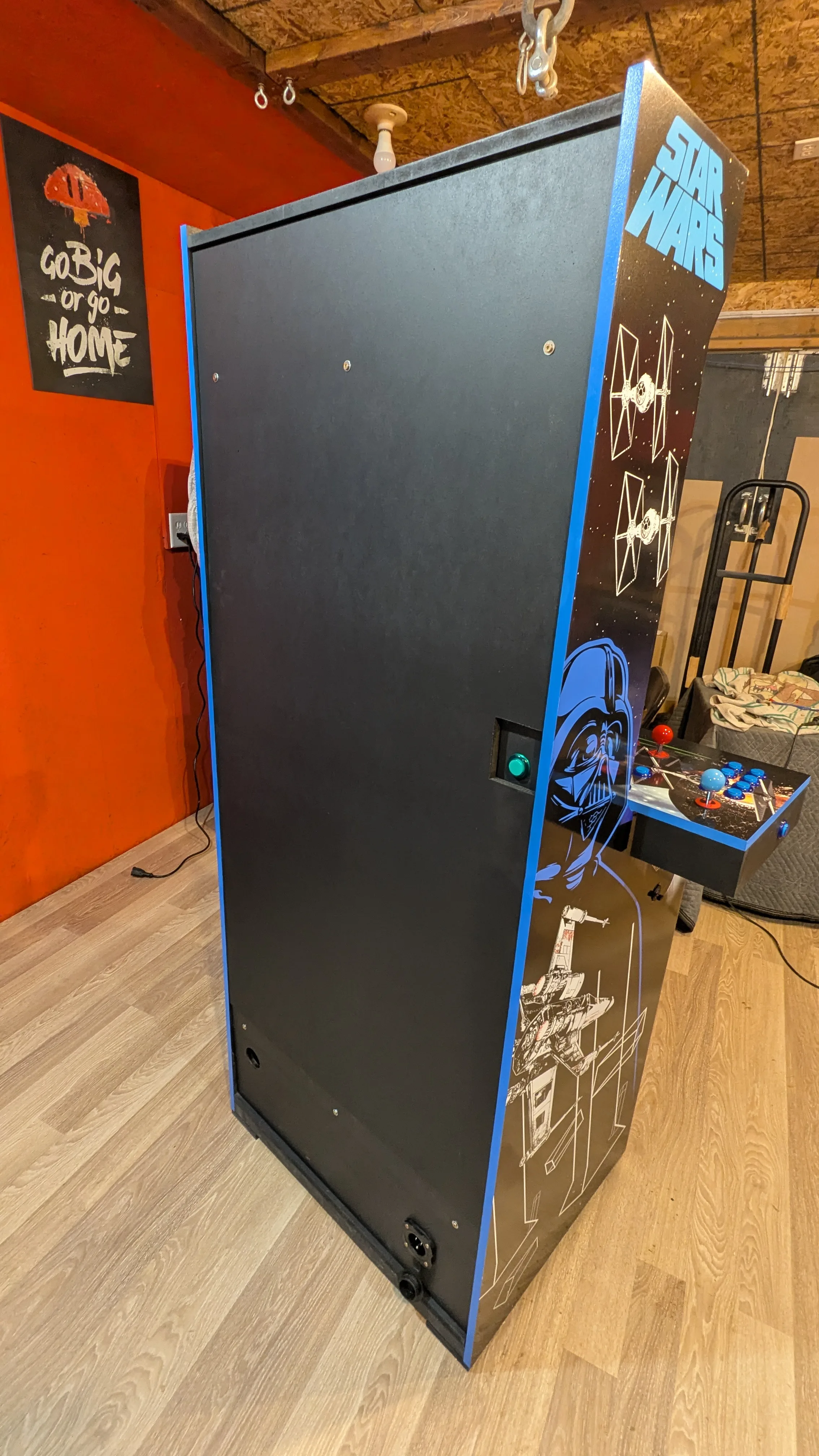 Epic Star Wars arcade machine side and cabinet detail with custom artwork and lighting