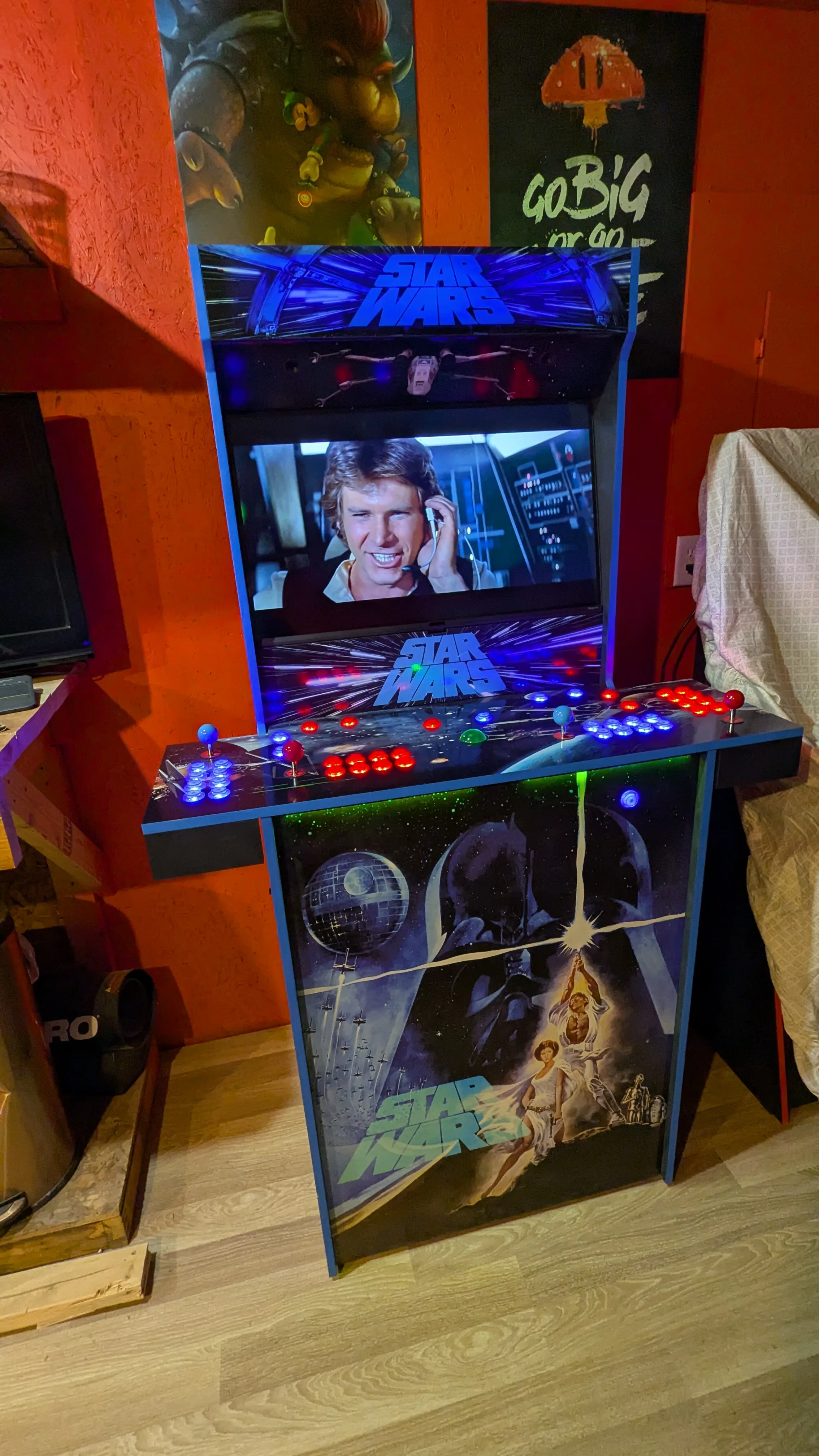 Full Epic Star Wars 5TB arcade machine with custom cabinet artwork and glowing controls