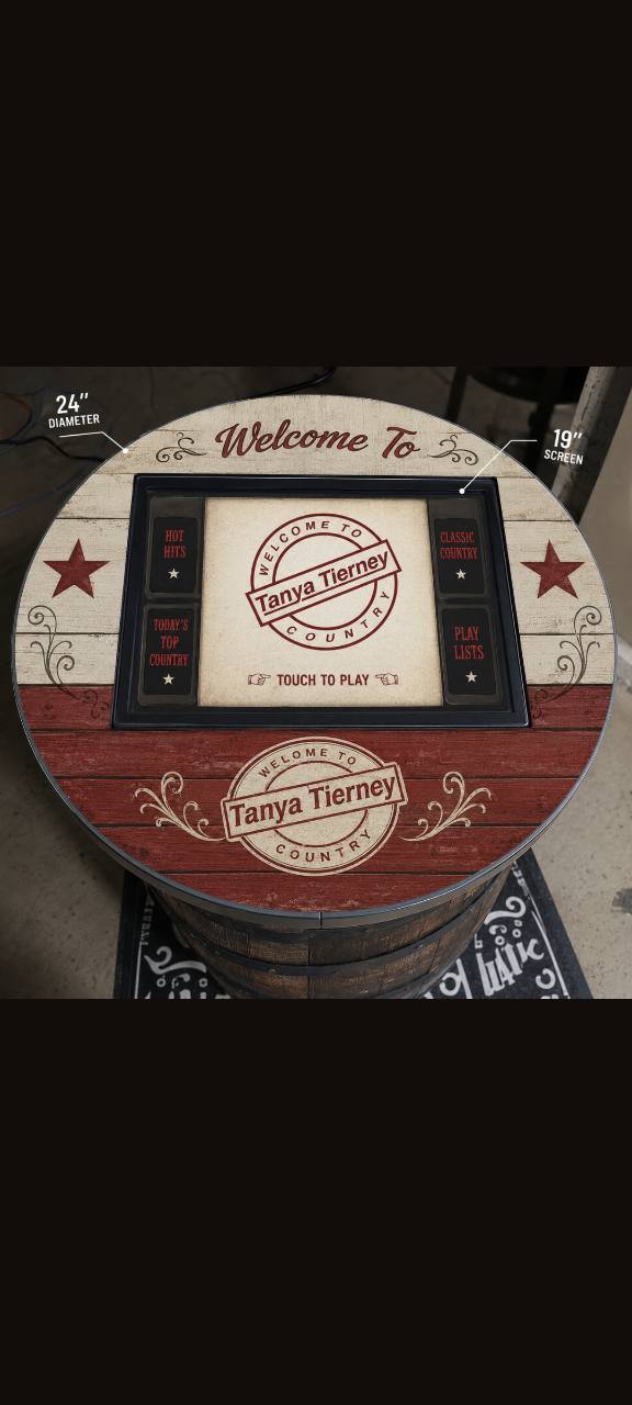 Preview of an incoming custom Whiskey Barrel Arcade build with a round country-style touchscreen top