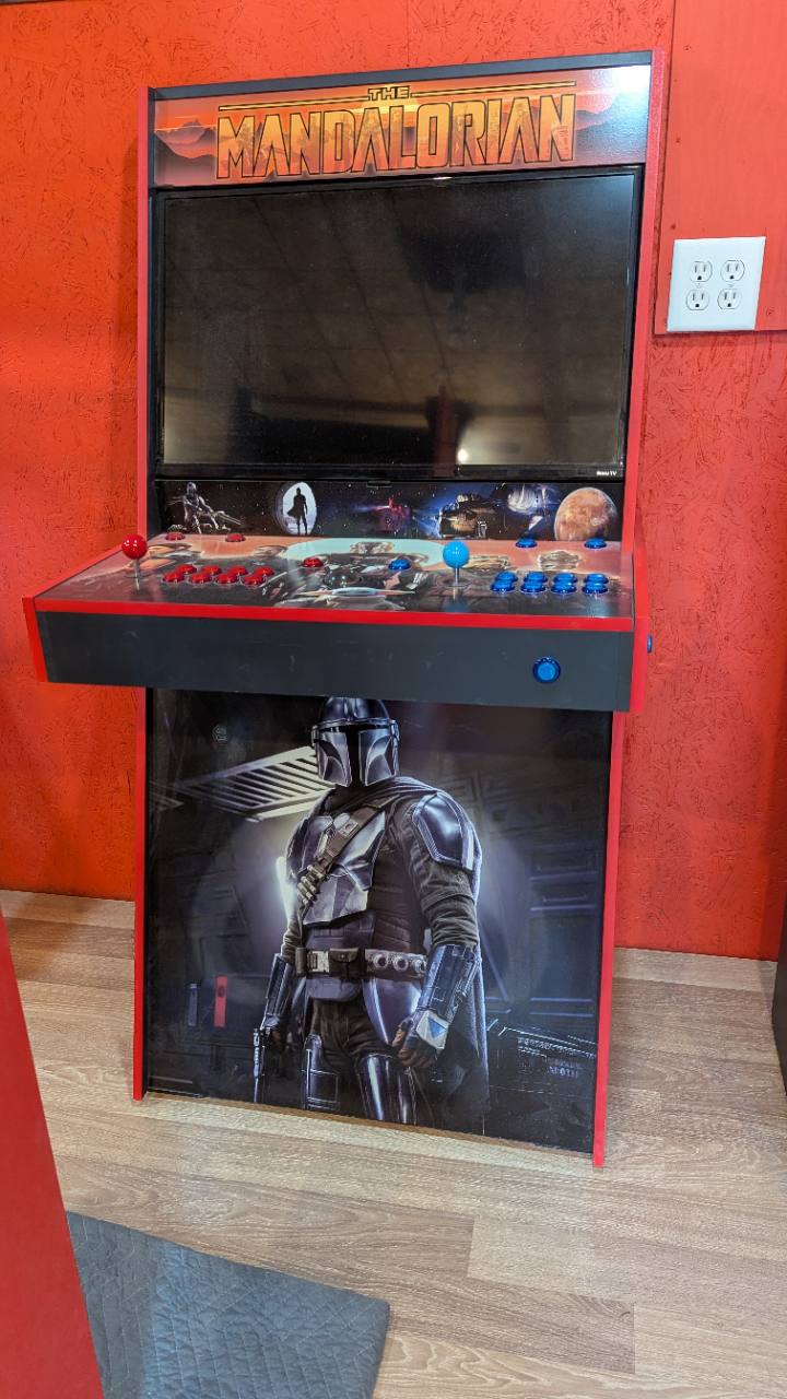 Front view of The Mandalorian Go Big or Go Home arcade machine ready for its massive 10TB upgrade