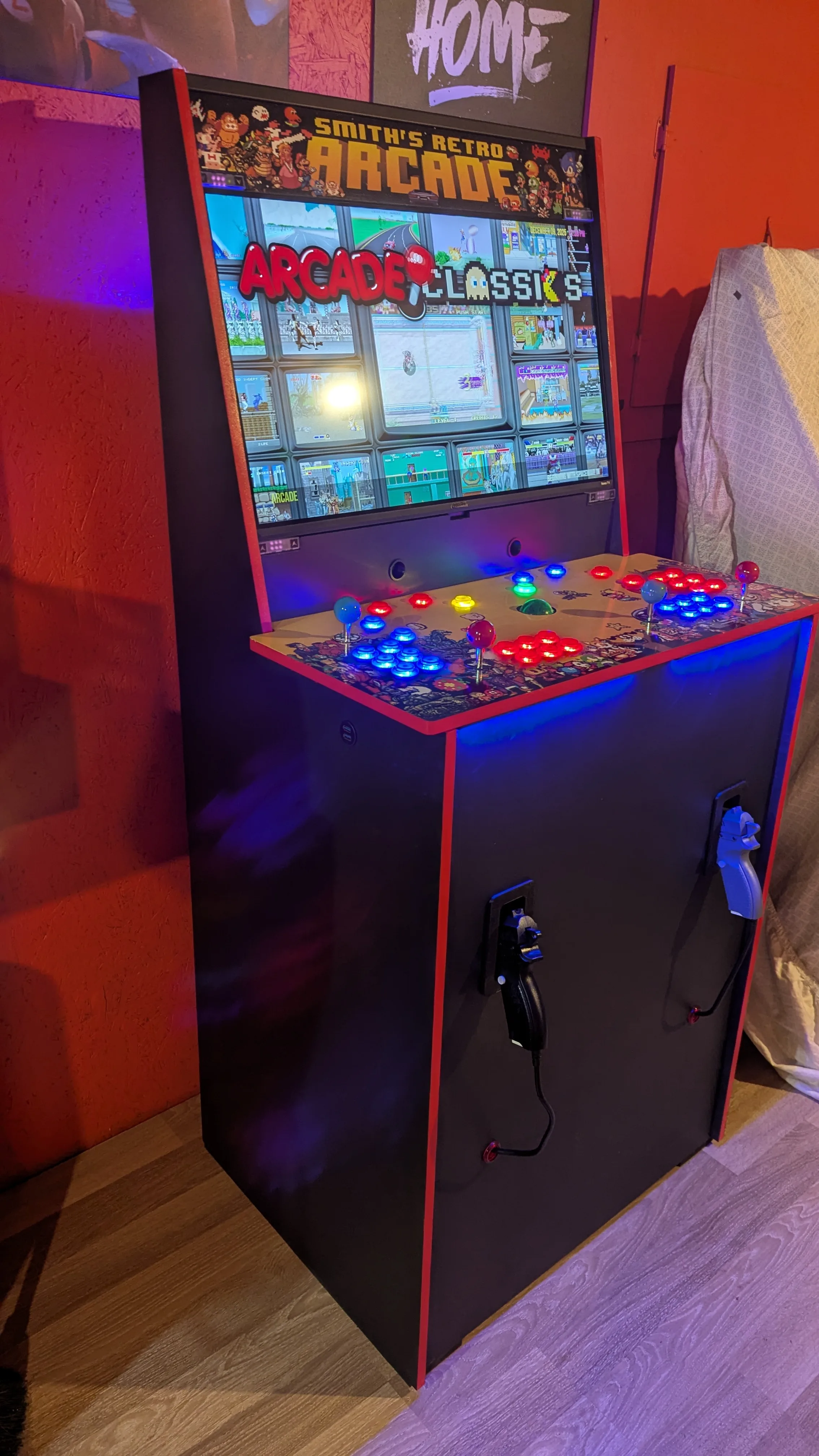 Go Big arcade machine light gun and control setup detail