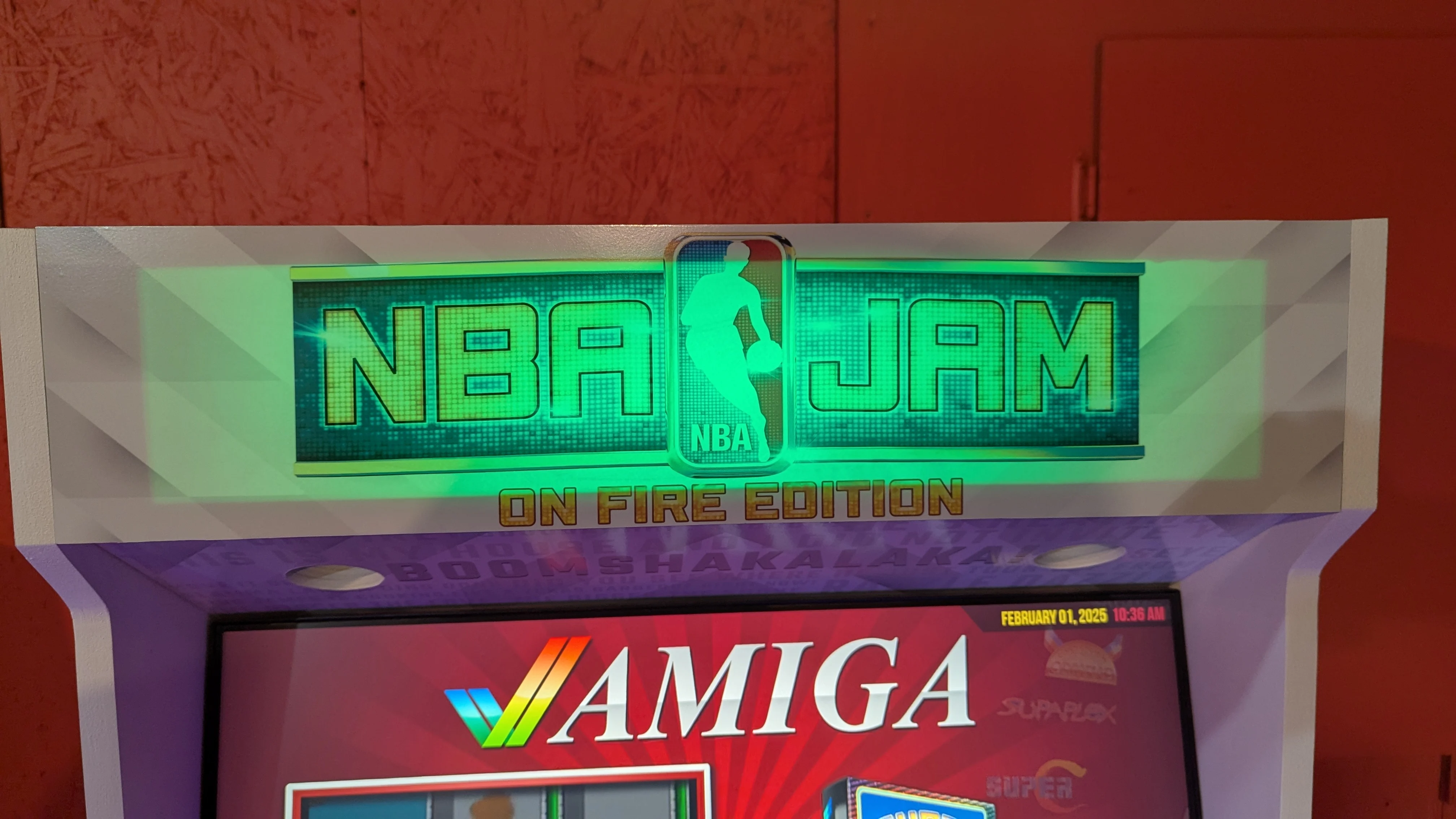 NBA Jam On Fire Edition marquee glowing green
