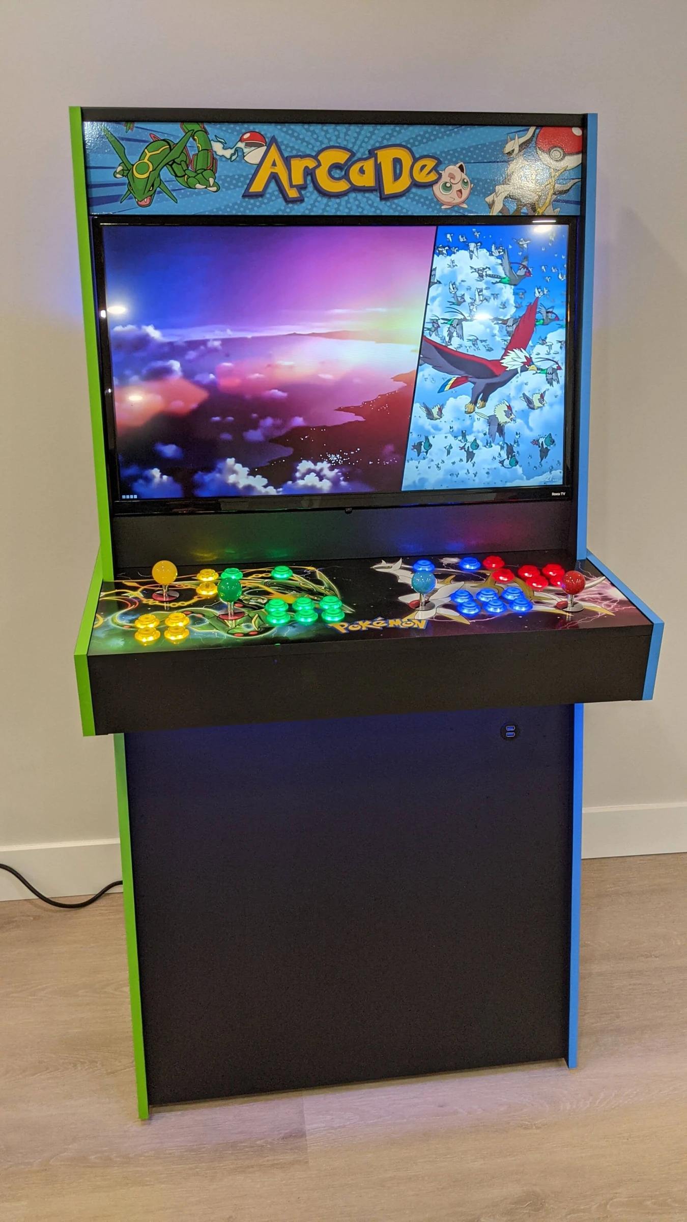 Pokémon Go Big or Go Home arcade set up at the customer’s home