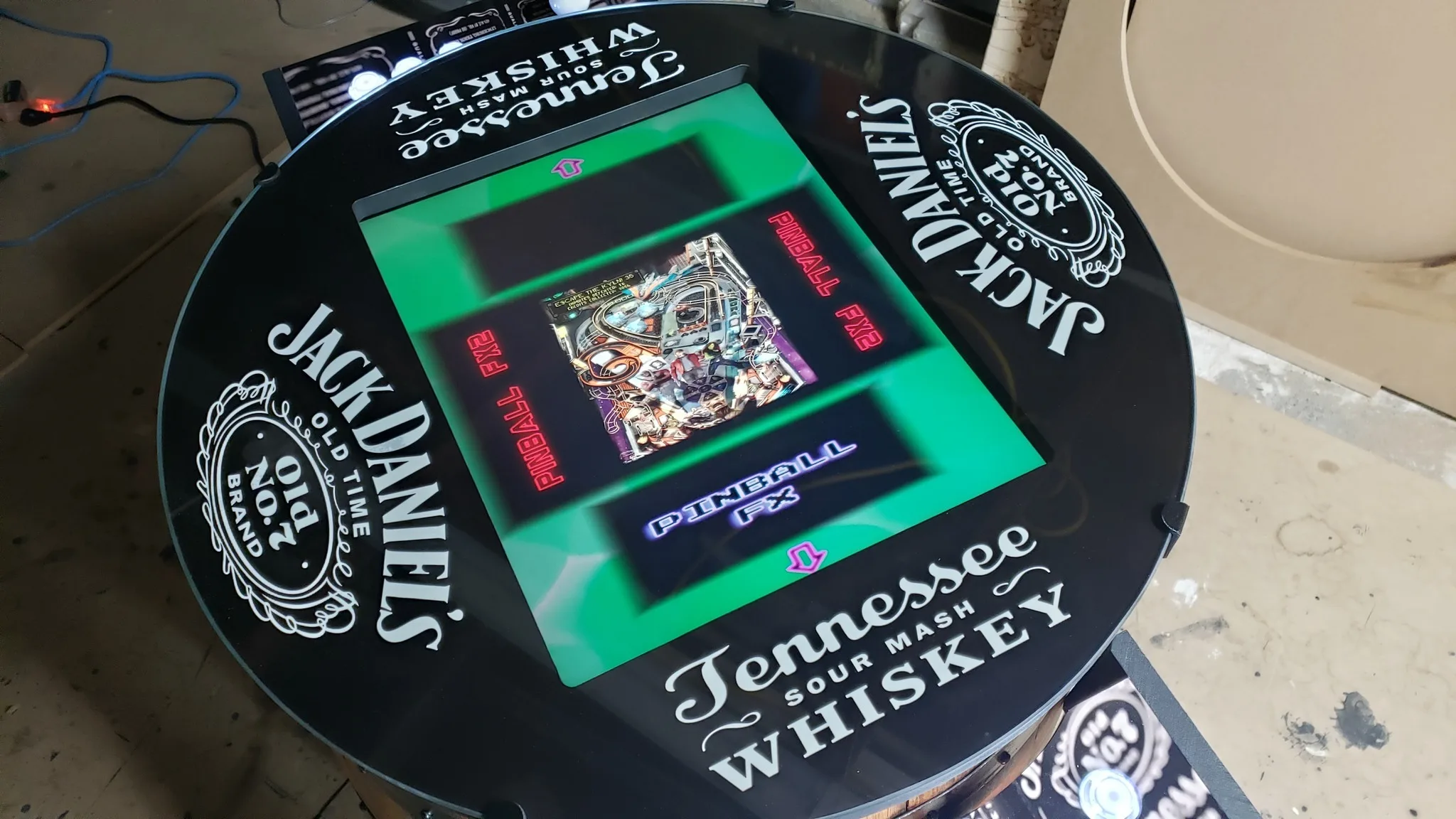 Custom Jack Daniel's tabletop artwork and game display