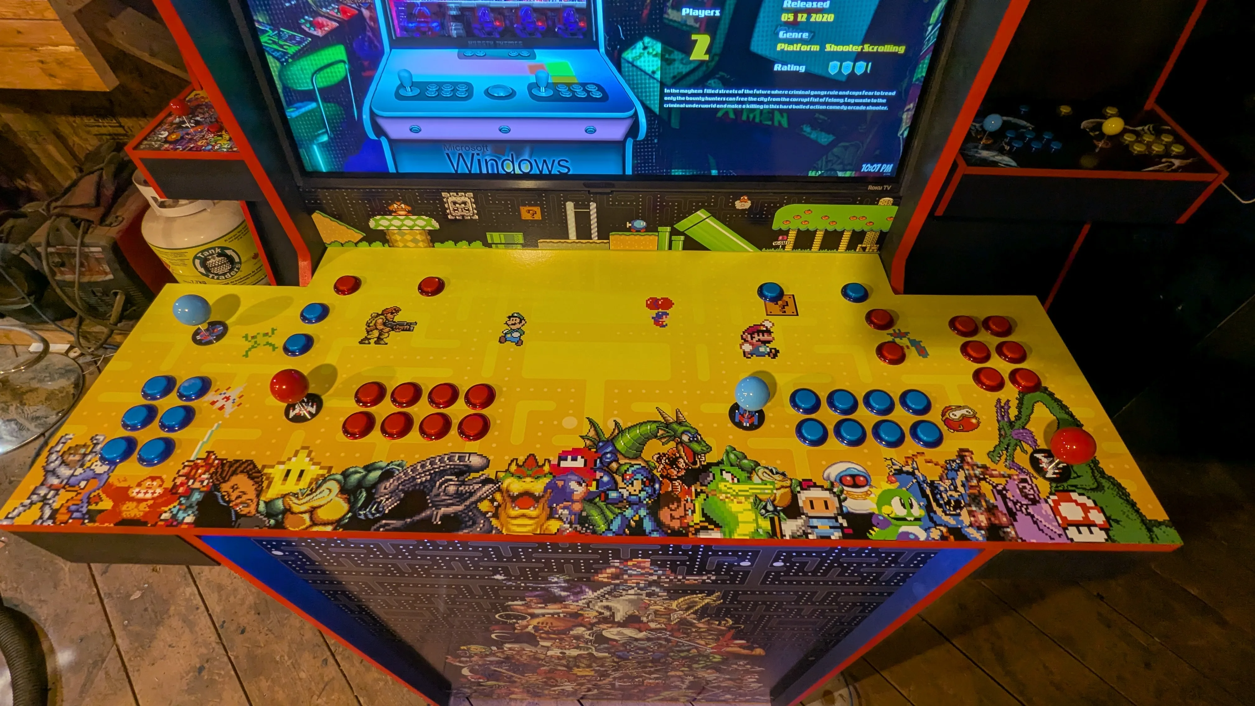 Pixel Edition Epic four-player control panel with joysticks and LED buttons