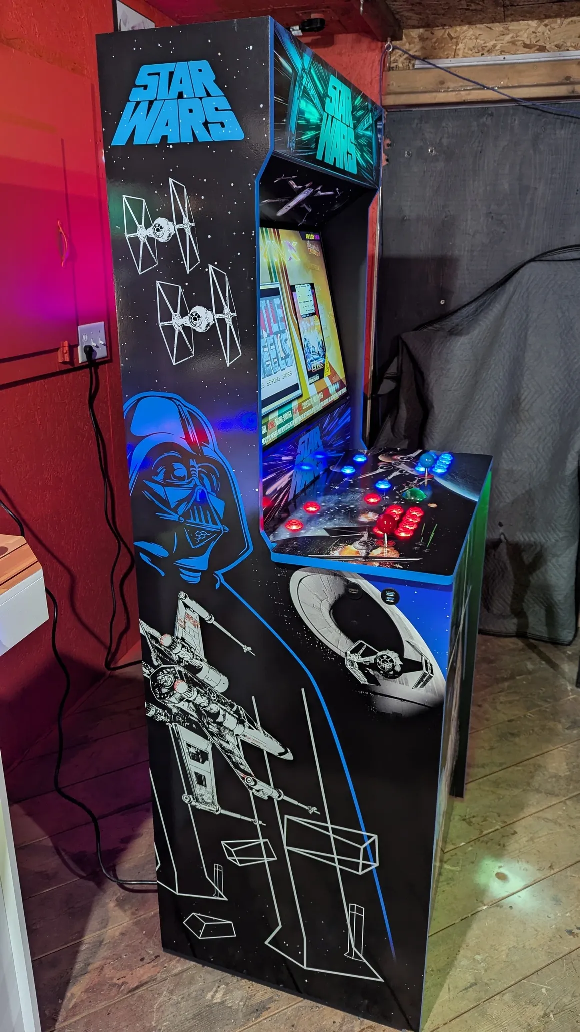 Star Wars arcade machine side artwork and full cabinet build detail