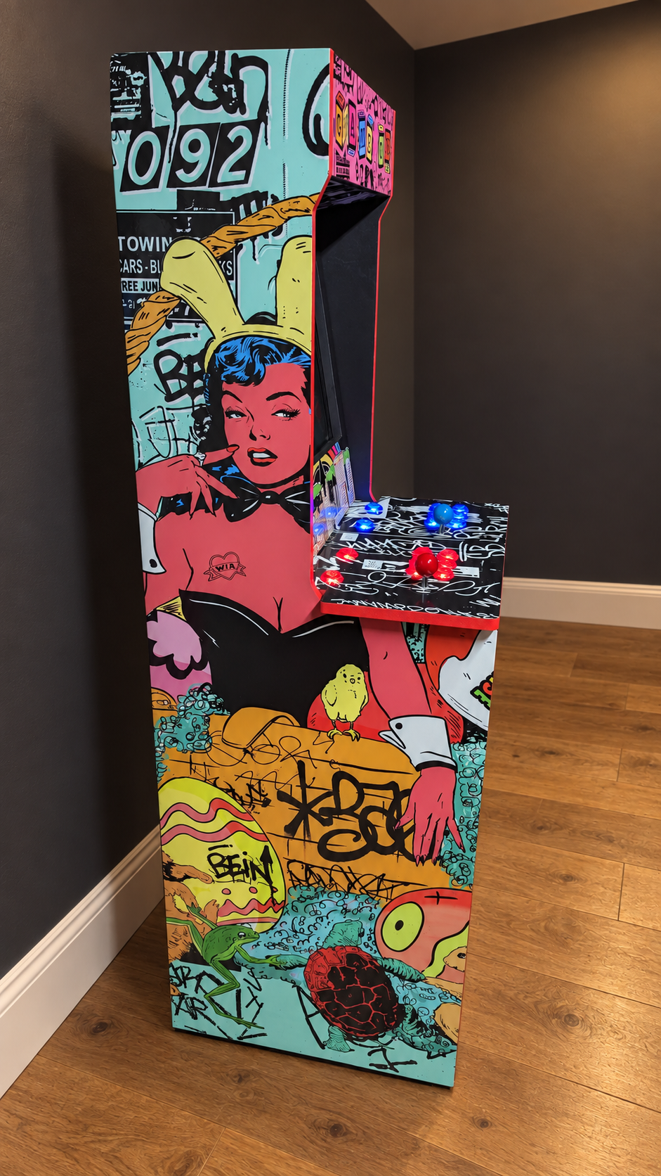 WhatIsAdam arcade left-side artwork and two-player control panel