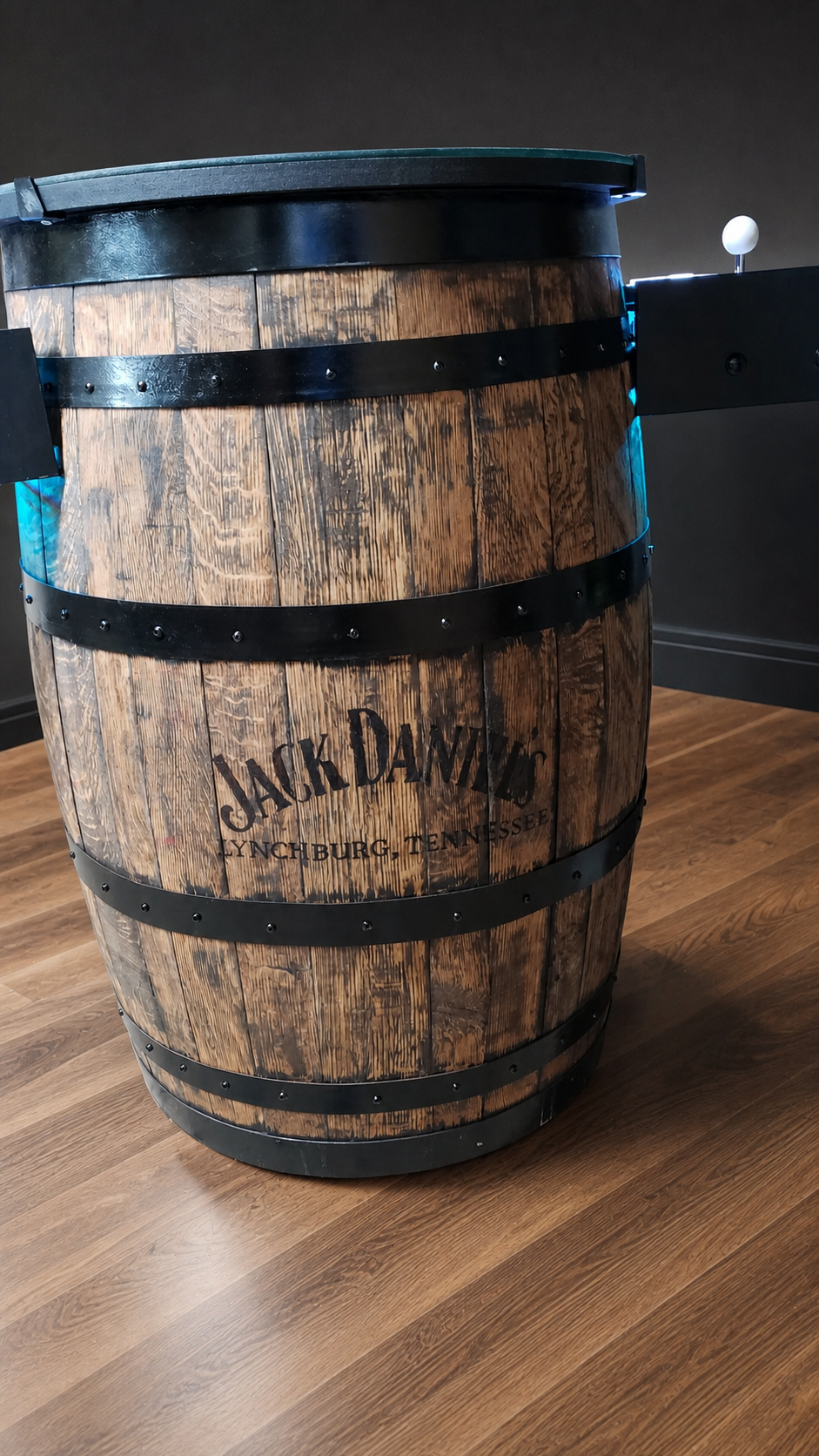 Handcrafted Jack Daniel's whiskey barrel cabinet
