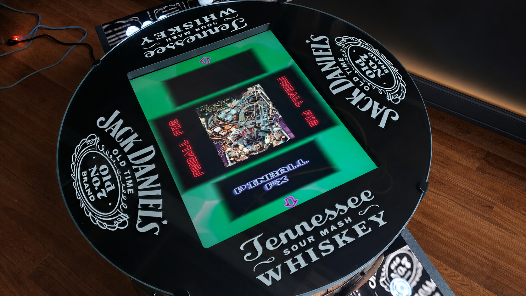 Custom Jack Daniel's tabletop artwork and arcade game display