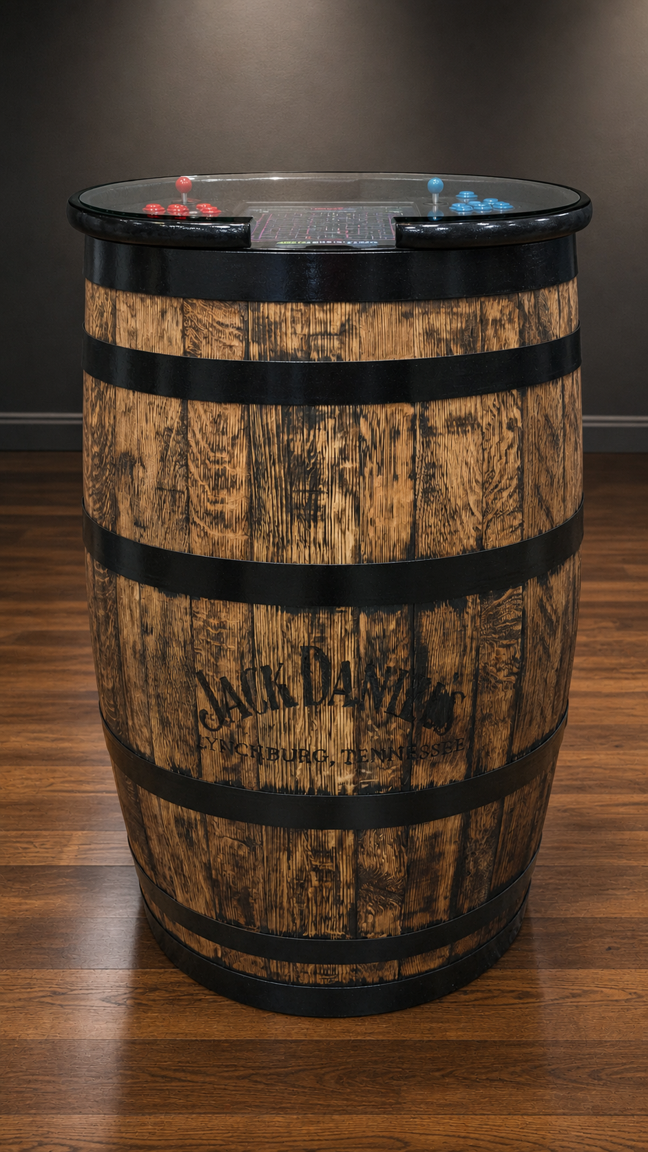 Finished Jack Daniel's whiskey barrel cabinet