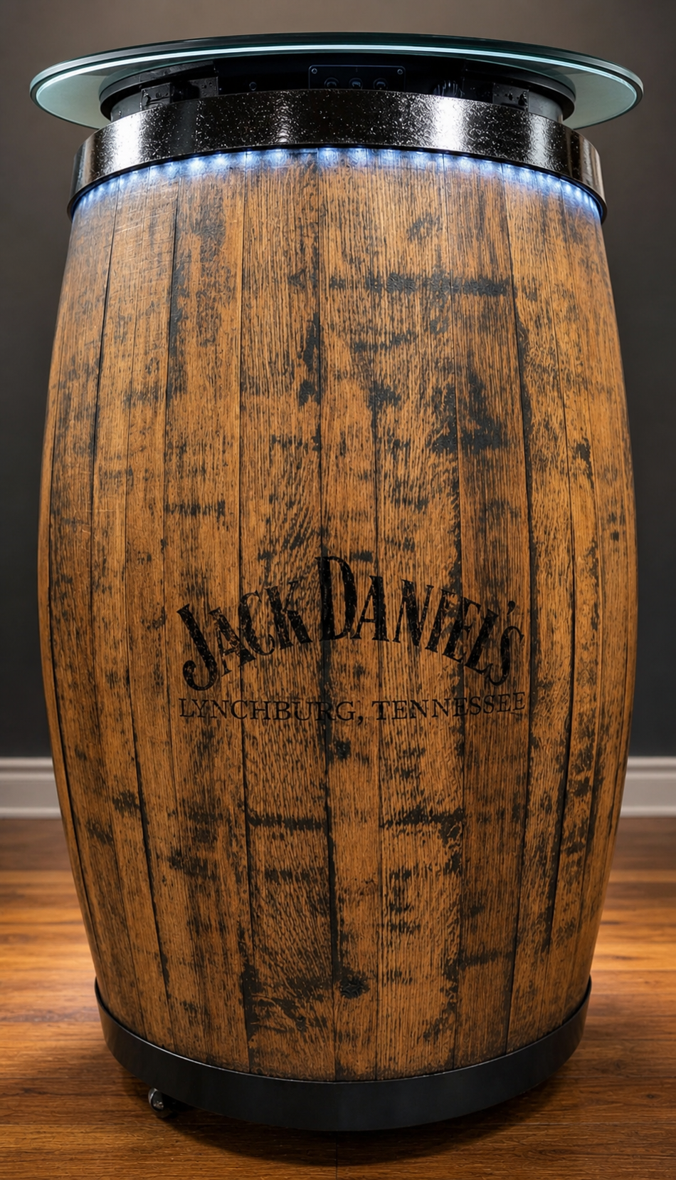 Close-up of handcrafted Jack Daniel's whiskey barrel finish